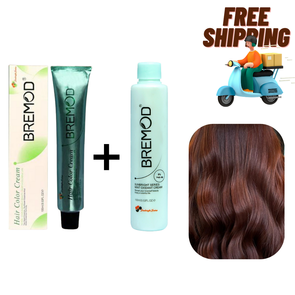 Bremod 4.45 Medium Copper Mahogany Brown Hair Color Creme