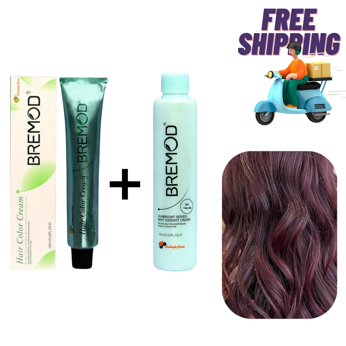 Bremod 4.65 Medium Burgundy Brown Hair Color Creme