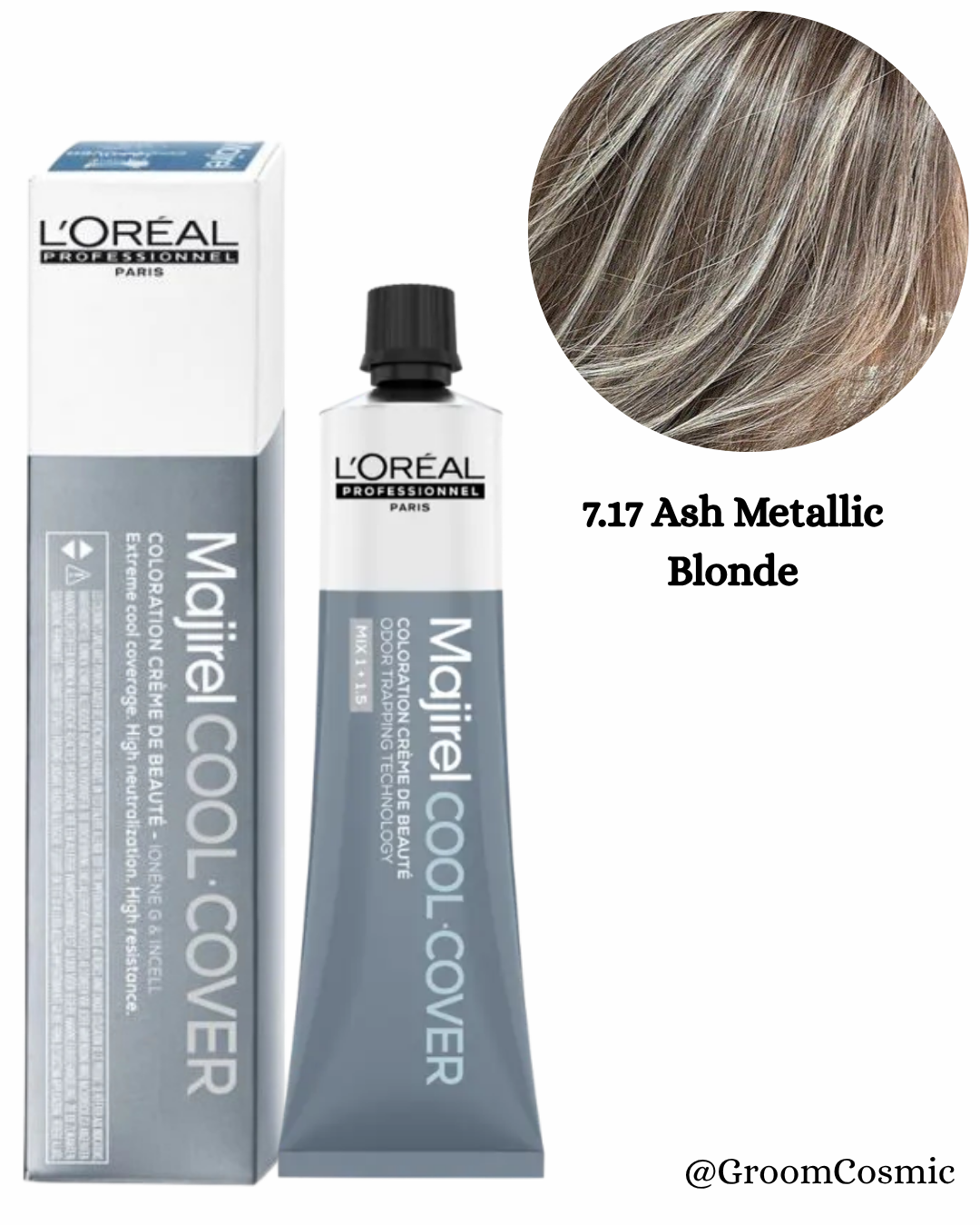 Loreal Professionnel Majirel Cool Cover 7.17 Ash Metallic Blonde