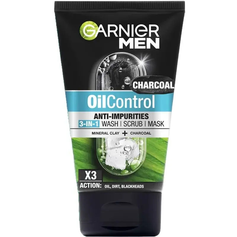 Garnier Men Oil Control Anti Impurities 3 in1 Charcoal Foam 100 Ml