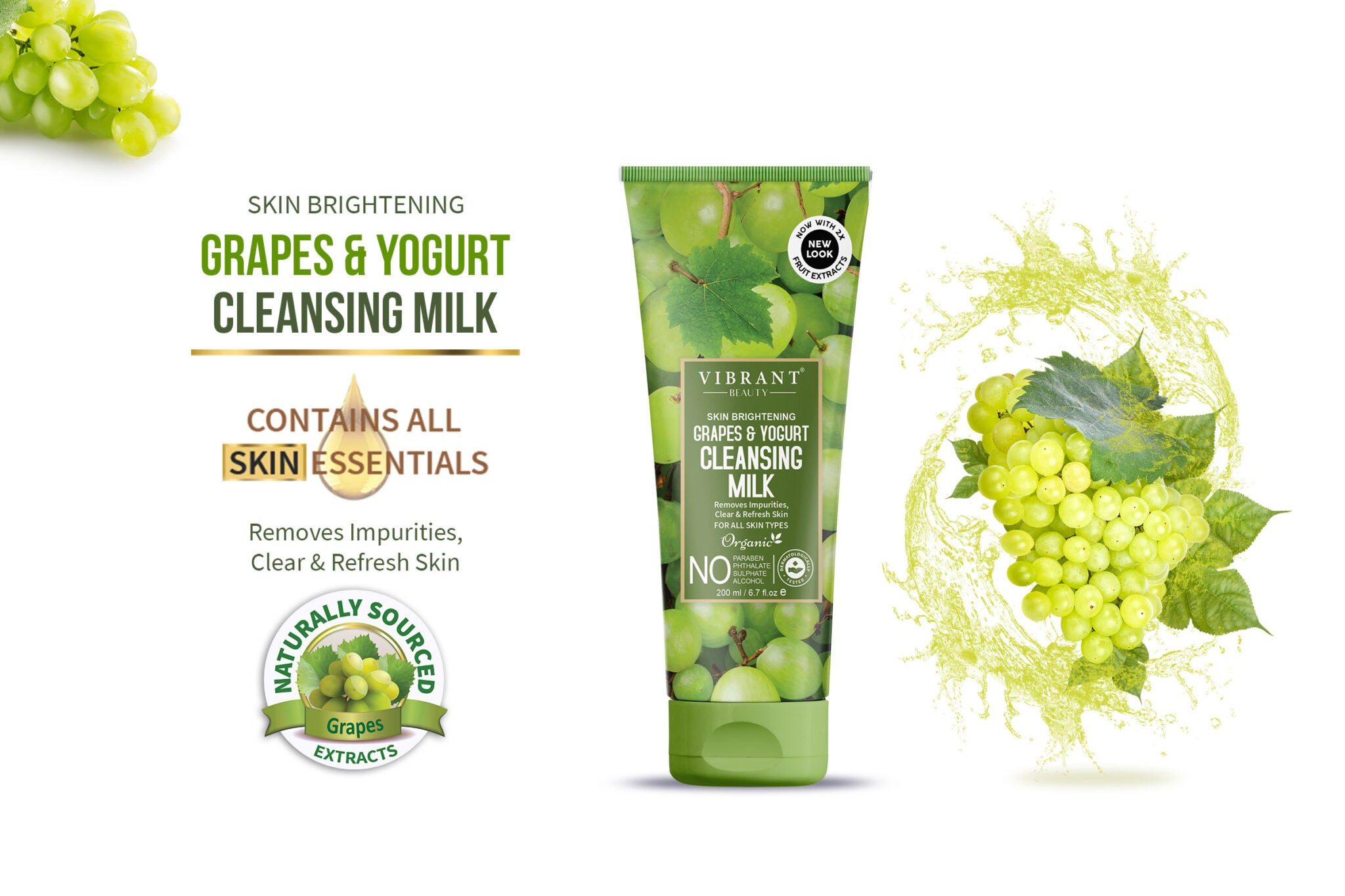 Vibrant Beauty Grapes & Yogurt Cleansing Milk 200 Ml