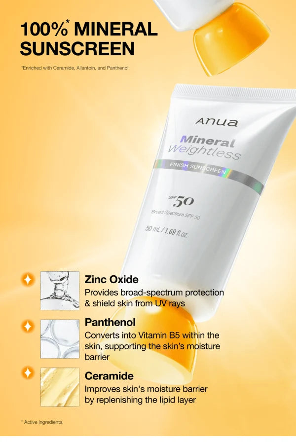 Anua - Mineral Weightless Finish Sunscreen (SPF 50) - 50 Ml