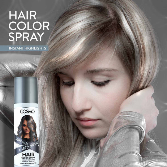 Cosmo Beaute Temporary Hair Colour Spray Electric Silver