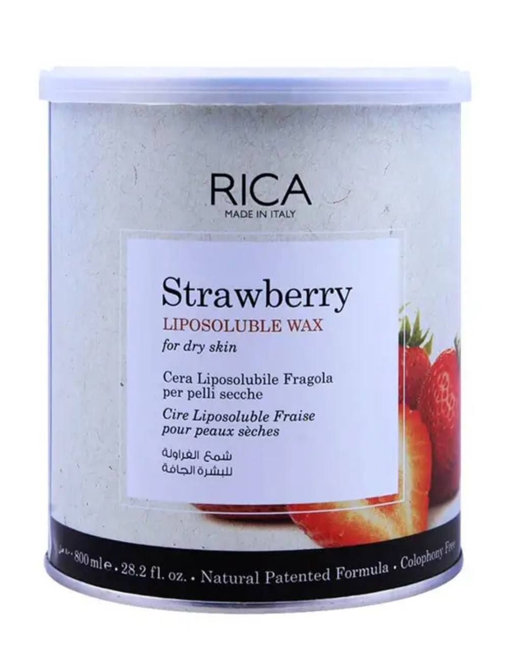 RICA Strawberry Wax For Dry Skin Liposoluble Wax - 800 Ml