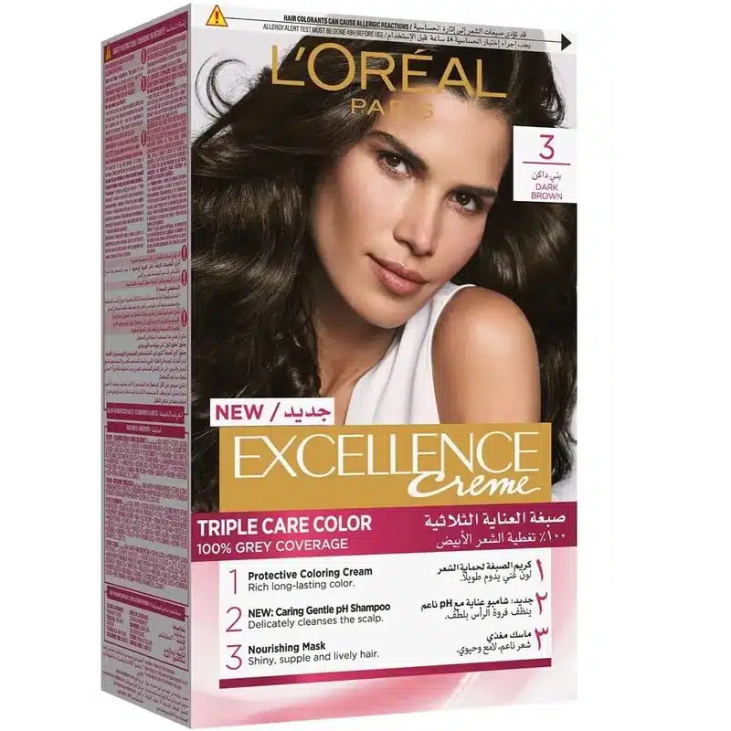 LOreal Excellence Permanent Hair Color 3 Natural Darkest Brown