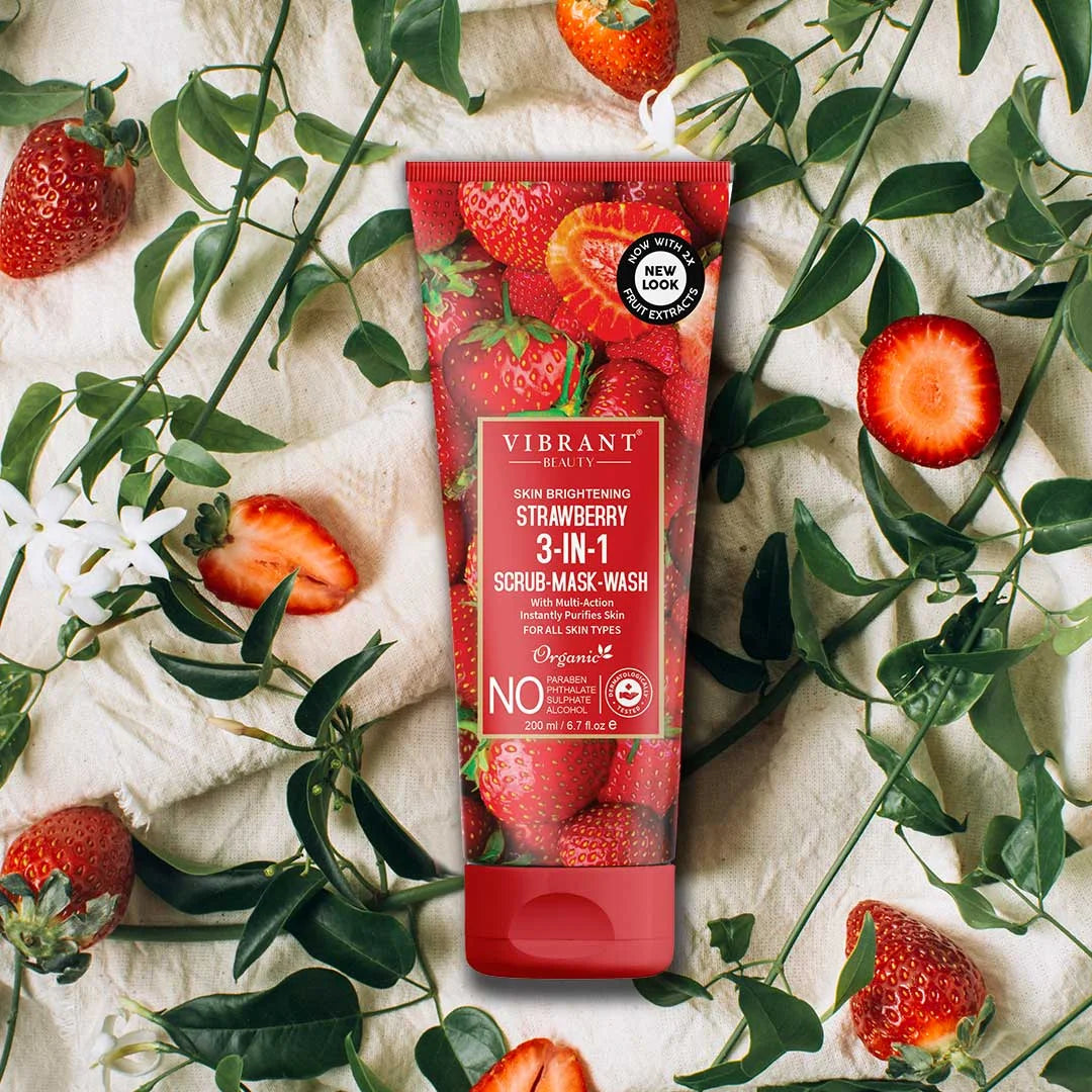 Vibrant Beauty Strawberry 3 in 1 Scrub Mask Wash 200 Ml