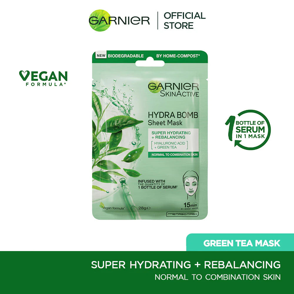 Garnier Hydra Bomb Green Tea Sheet Mask 28g