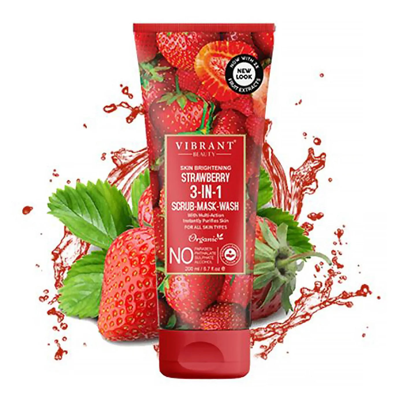 Vibrant Beauty Strawberry 3 in 1 Scrub Mask Wash 200 Ml